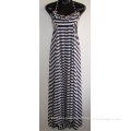 Long Ladies / Womens Sexy Dress With Yarn Stripe Fabric